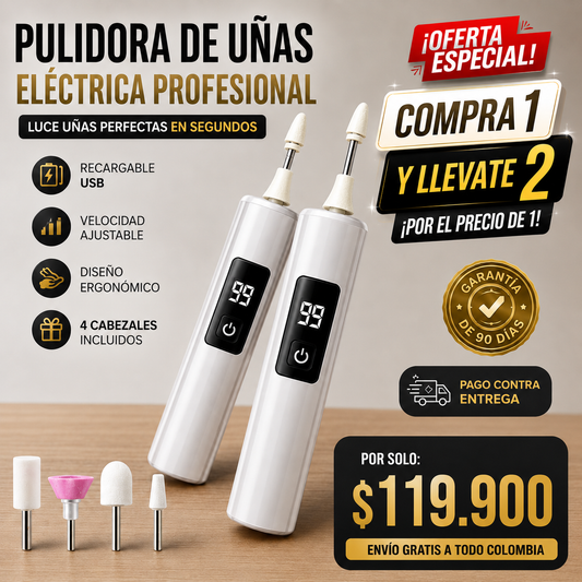 🔥 Compra 1 y llévate 2 | Pulidora de uñas eléctrica profesional